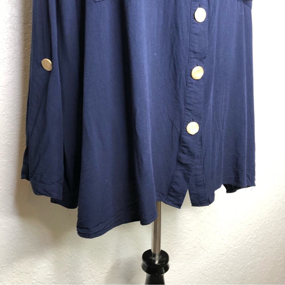 City Chic navy blue gold button down top size XXL / 24 - Picture 2 of 16
